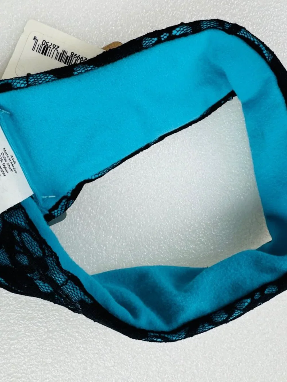 Turtle Fur Teal with Black Lace Stretch Headband Running Band Skiing